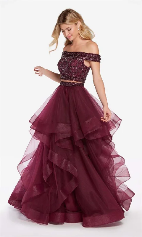 women's lightweight dressesAlyce Paris - Two-Piece Embellished Bodice Tulle Ruffled Gown 60190SC