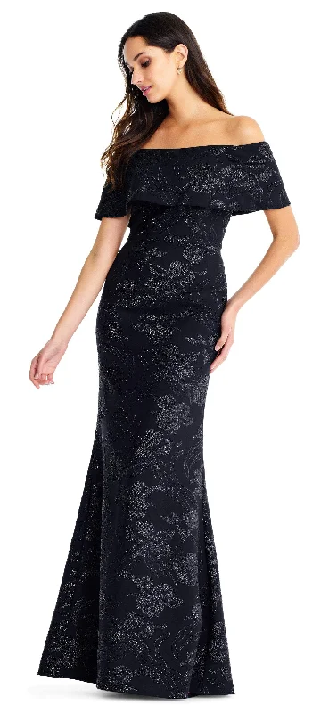 women's casual Friday dressesAidan Mattox - Off-Shoulder Floral Printed Trumpet Gown MD1E203576SC