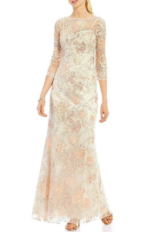 women's sustainable dressesAidan Mattox - Quarter Sleeve Sheer Embroidered Gown MD1E201009SC