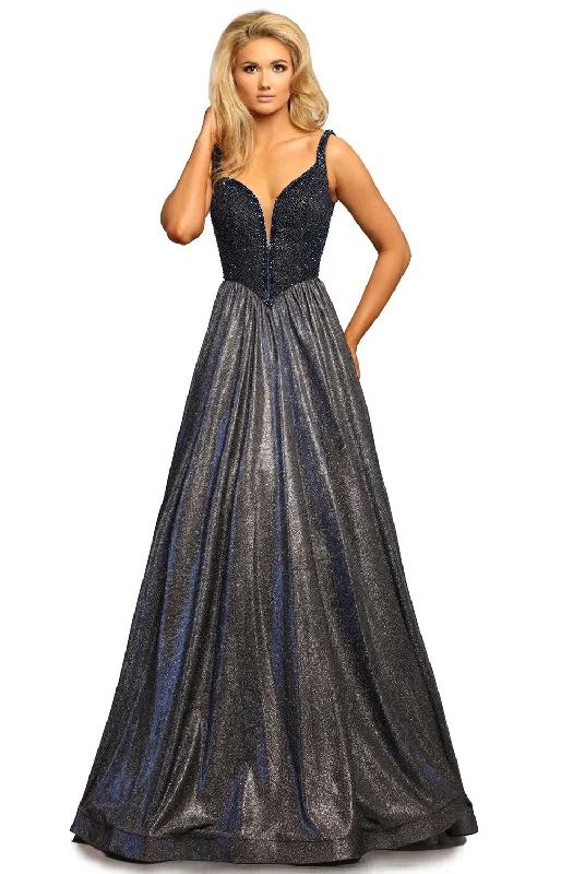 women's apple-shaped body dressesJohnathan Kayne - Beaded Corset Glitter Knit Gown 2069SC