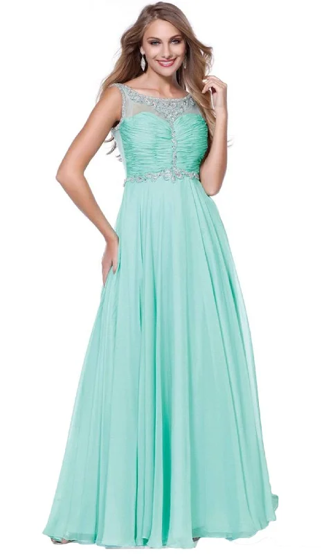 women's wrap dressesNox Anabel - Embellished Bateau illusion Chiffon Gown 8155SC