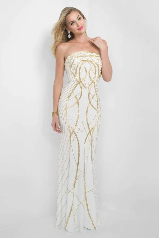 women's trendy dressesBlush by Alexia Designs - 7014SC Straight Across Gold Printed Gown