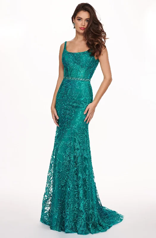 women's neon dressesRachel Allan 6590 - Embroidered Lace Scoop Neck Gown