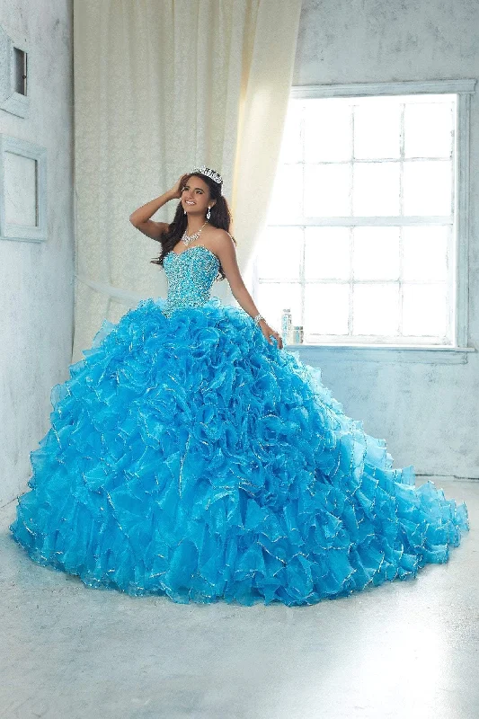 women's apple-shaped body dressesQuinceanera Collection - Studded Ruffle Organza Ballgown 26850SC