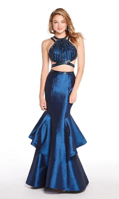 women's bridesmaid dressesAlyce Paris 60219 - Strappy Croptop Embellished Taffeta Mermaid Gown