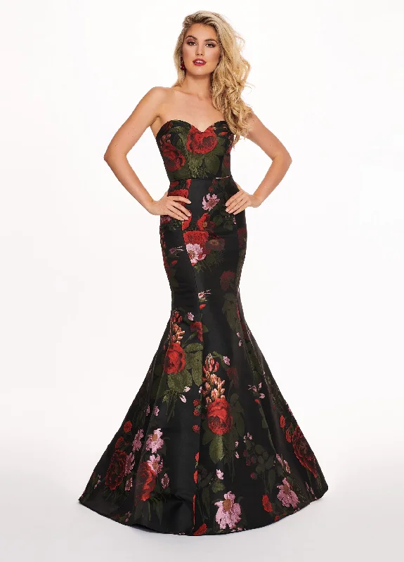 women's floral dressesRachel Allan 6616 - Strapless Sweetheart Jacquard Mermaid Gown