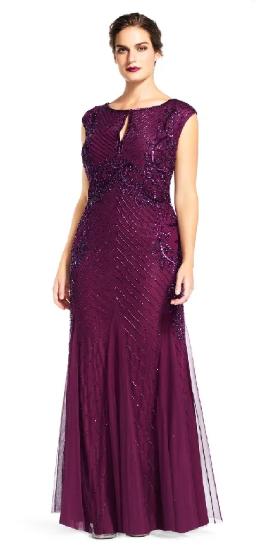 women's club dressesAdrianna Papell - Sequined Cutout Bateau Trumpet Gown AP1E200211SC