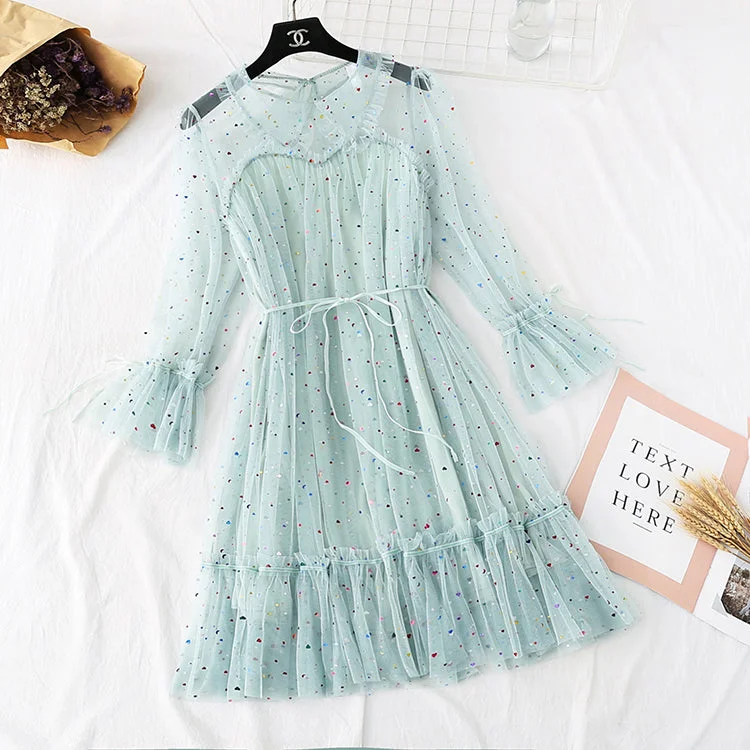 women's chiffon skirtsNew fairy long sleeve doll super fairy loose doll collar with bottom skirt 3970