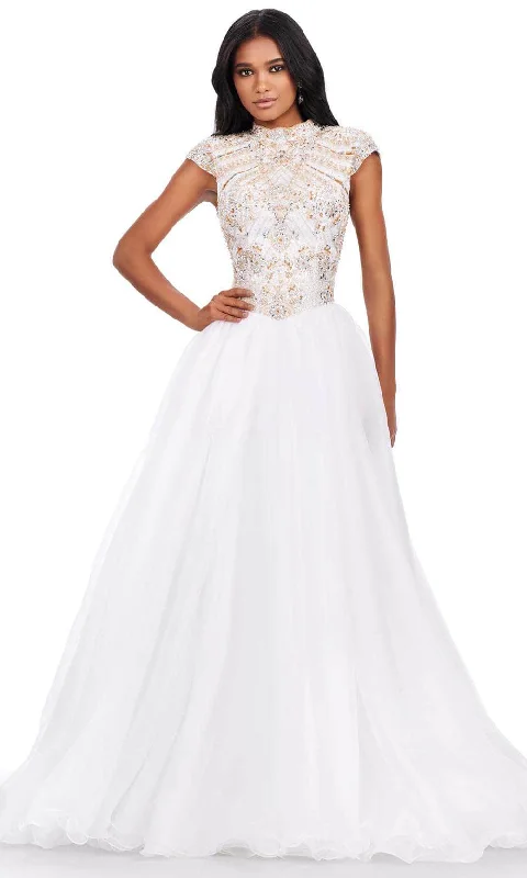 women's body-skimming dressesAshley Lauren 11548 - Cap Sleeve Organza Ballgown