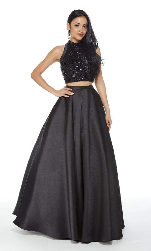 women's wedding guest dressesAlyce Paris - Sequined Croptop Mikado Ballgown 60277SC