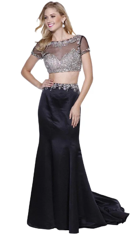 women's work dressesNox Anabel - Two Piece Beaded Trumpet Gown 8184SC