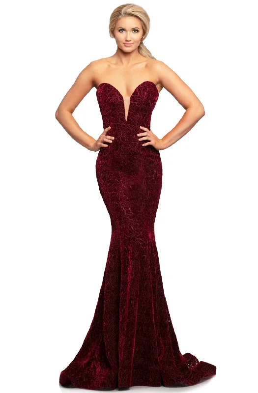 women's metallic dressesJohnathan Kayne - Strapless Velvet Trumpet Gown 2086SC