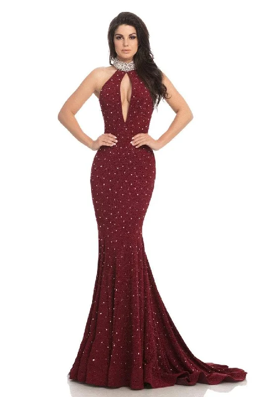 women's lace-up dressesJohnathan Kayne - Crystal Choker Neck Studded Gown 8235SC