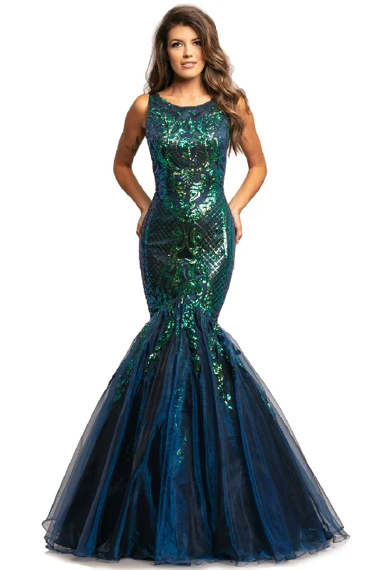 women's stretch dressesJohnathan Kayne - Sequin Ornate Organza Mermaid Gown 2018SC