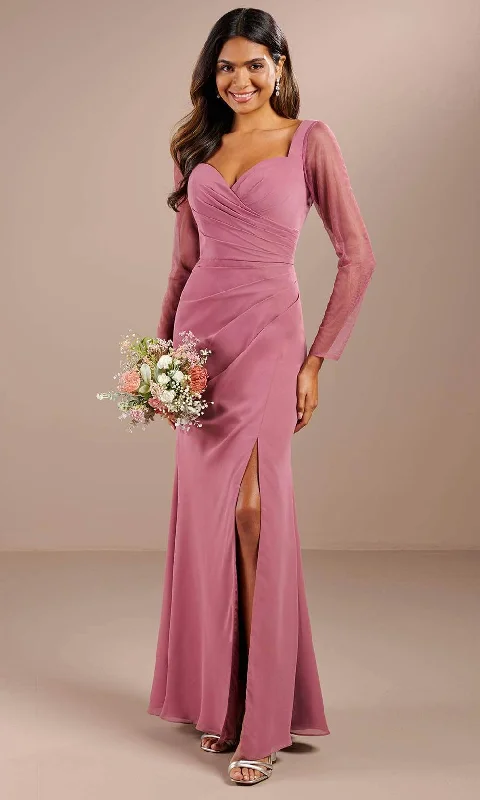 women's satin dressesChristina Wu Celebration 22195 - Long Sleeve Tulle and Chiffon Gown