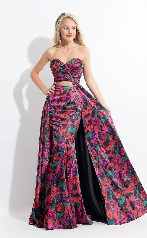 women's empire-line dressesRachel Allan Strapless Two-Piece Floral Print Gown 6073