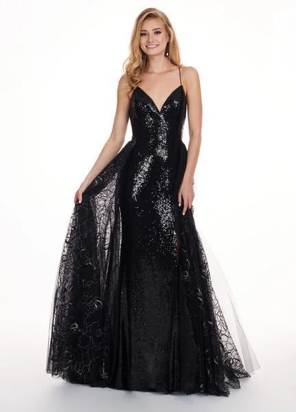 women's maximalist dressesRachel Allan 6606 - Sequined Sweetheart Gown with Overlay