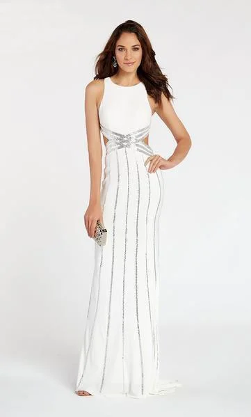 women's mini dressesAlyce Paris - Cut-out Open Back Embellished Jersey Fitted Gown 60537SC