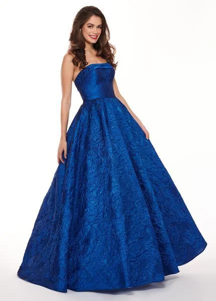 women's everyday dressesRachel Allan 6490 - Strapless Straight Across Neckline Jacquard Gown