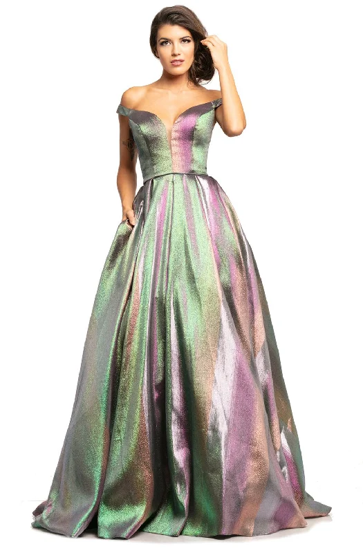 women's curve-hugging dressesJohnathan Kayne - off Shoulder Metallic Brocade Gown 2019SC