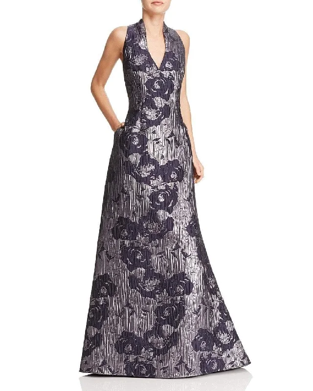 women's tall dressesAidan Mattox - Metallic Floral Print V-Neck Gown MD1E200784 - 1 pc Twilight In Size 4 Available