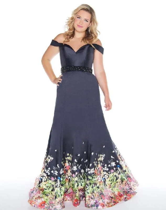 women's lace-up dressesMac Duggal - Off-Shoulder Mikado Trumpet Gown 66391F