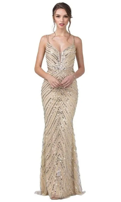 women's maximalist dressesTrevi Collection - Sleeveless Strappy Back Evening Dress L2209 - 1 pc Champagne In Size S Available