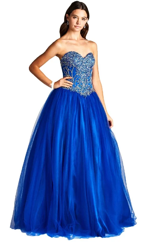 women's sheath dressesTrevi Collection - Bejeweled Strapless Sweetheart Evening Ballgown