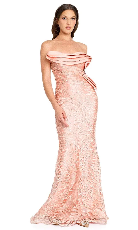 women's bell-sleeved dressesNicole Bakti 7096 - Strapless Sequin Lace Evening Gown