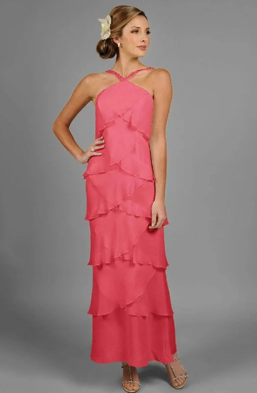 women's silk dressesAlexander by Daymor - 3451 Tiered Sleeveless Evening Dress