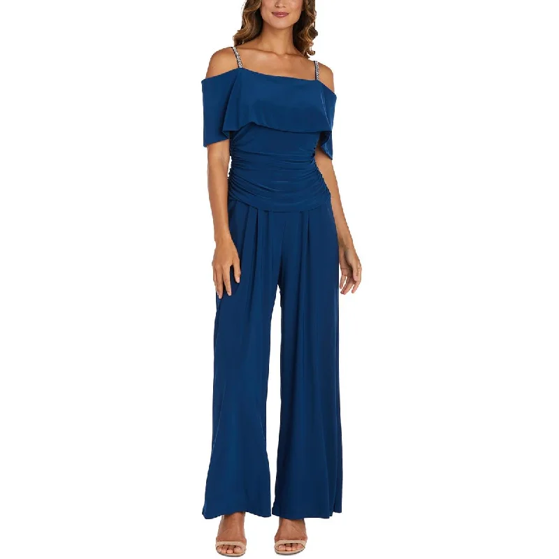 women's jumpsuits with rufflesWomens Embellished Wide-Leg Jumpsuit