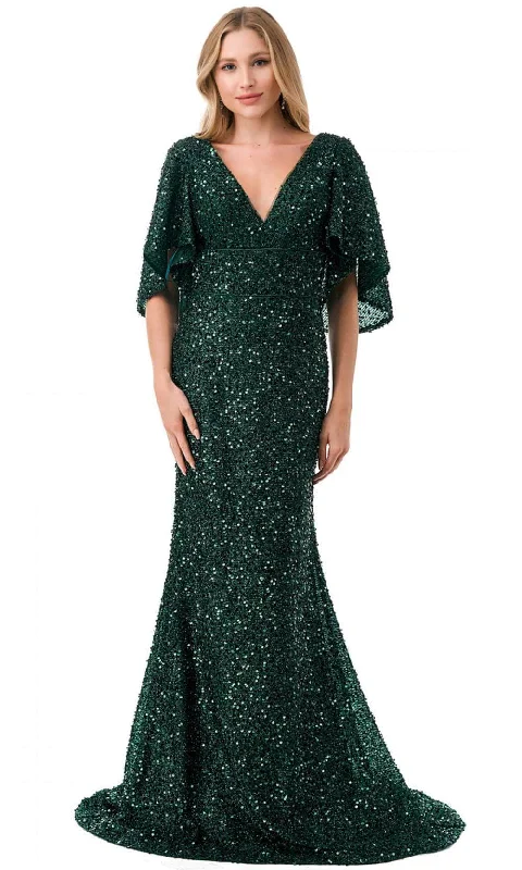 women's glam dressesTrevi Collection M2751T - V-Neck Mermaid Evening Gown