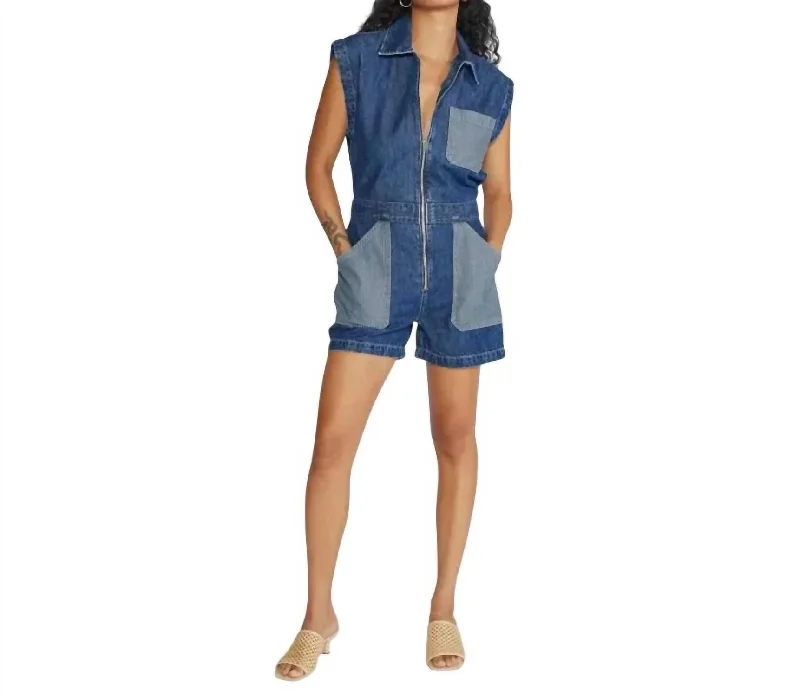 women's jumpsuits with short sleevesSamantha Romper In Kaan Stripe