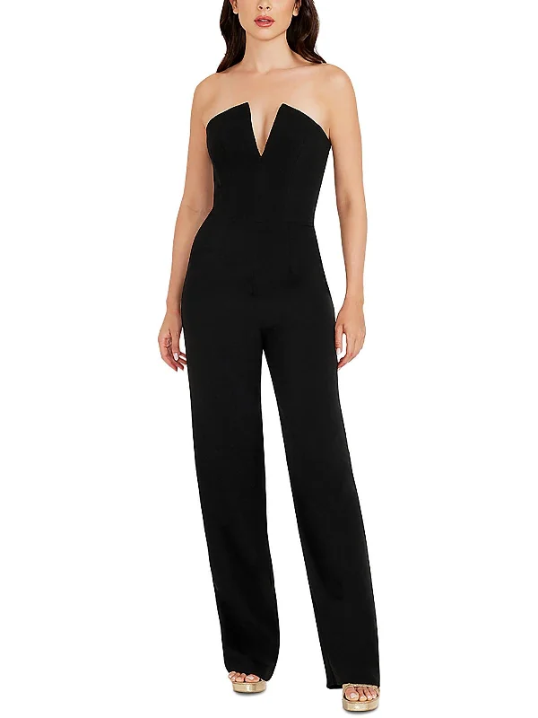 women's loose-fit jumpsuitsFernanda Womens Crepe Strapless Jumpsuit