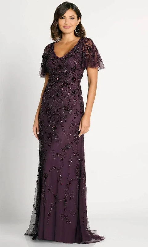 women's handmade dressesLa Valleta LV6105 - Flutter Sleeve Ornate Evening Dress