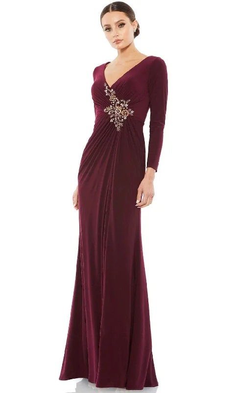 women's vintage dressesMac Duggal 68736 - Long Sleeve Ruched Detailed Evening Dress