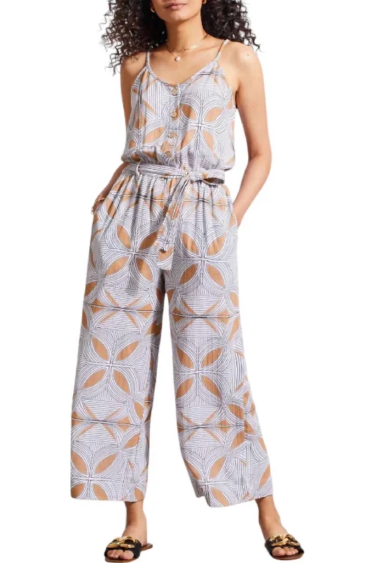 women's jumpsuits for beach outingsButton Front Jumpsuit In Camel