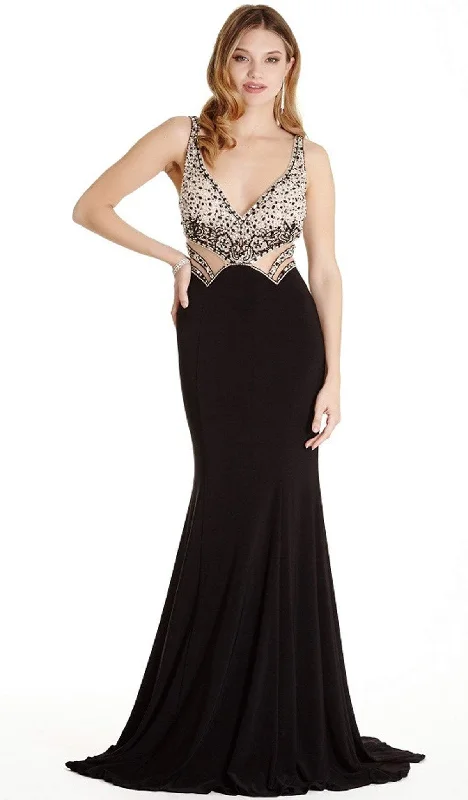 women's empire waist dressesTrevi Collection - Plunging V-neck Evening Dress