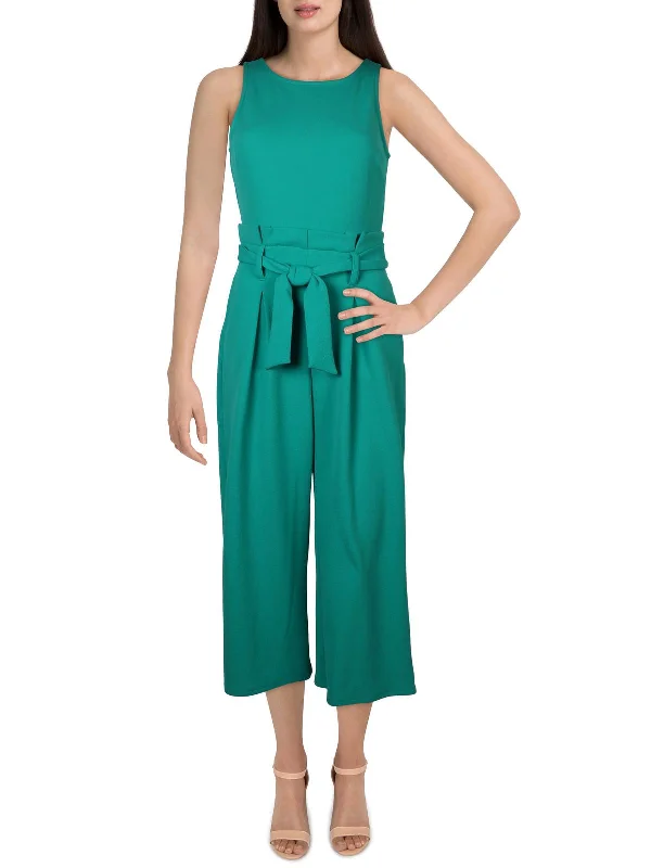 women's jumpsuits for petite womenPetites Womens Pleated Paperbag Waist Jumpsuit