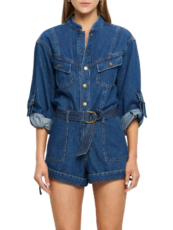 women's boho jumpsuitsElena Denim Playsuit In Indigo