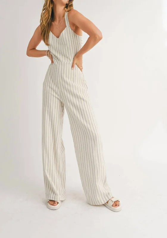 women's jumpsuits with long sleevesSky Ivory Jumpsuit In White Sand