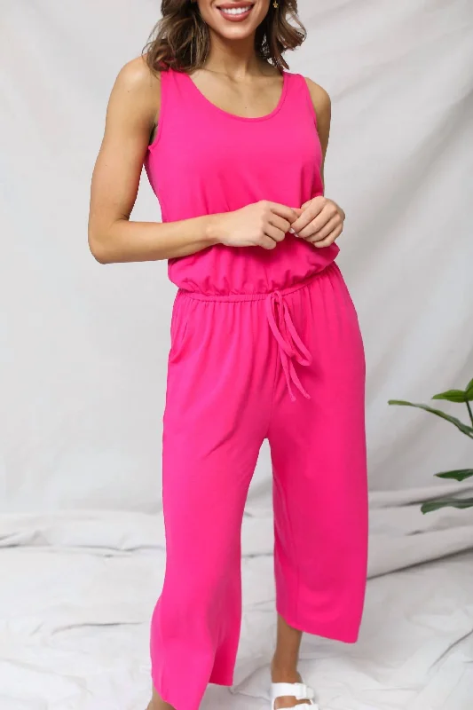 women's jumpsuits made of cottonMust Have Jumpsuit In Bright Pink