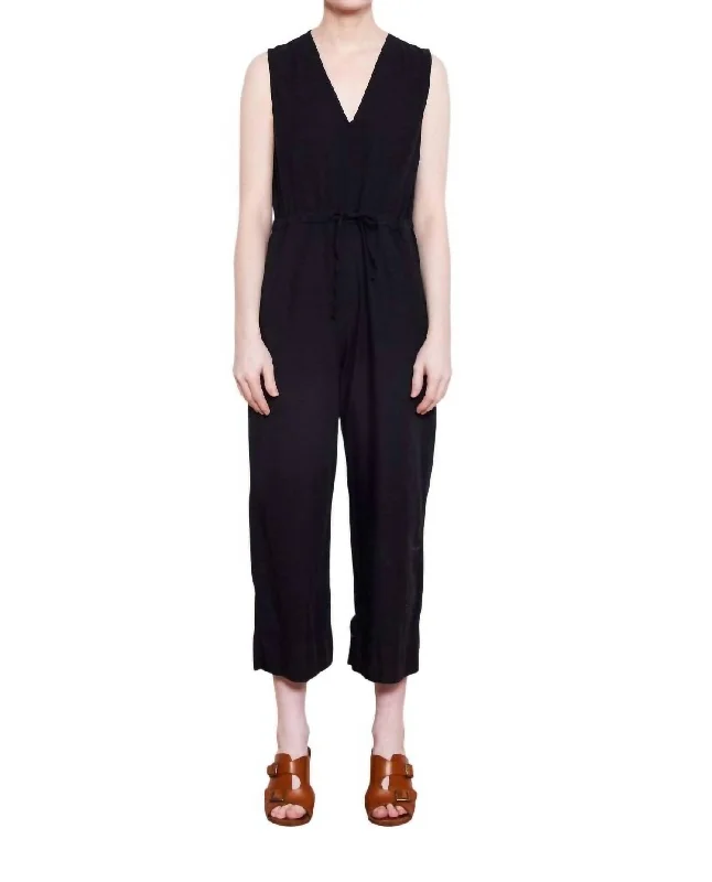 women's jumpsuits for date nightsSlit Back Jumper In Black