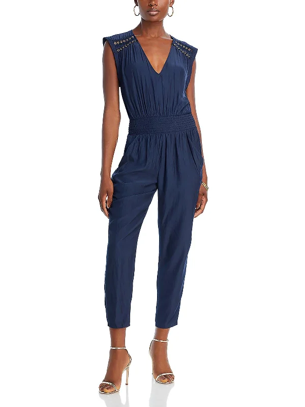 women's jumpsuits with spaghetti strapsWomens Sleeveess V-Neck Jumpsuit