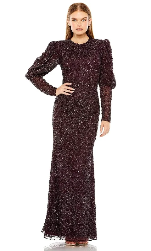 women's apple-shaped body dressesMac Duggal 24000 - Long Sleeve Sequin Evening Dress