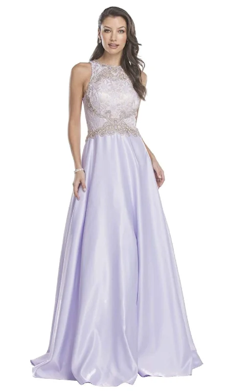 women's formal dressesTrevi Collection - Embellished Halter Neck Evening Ballgown