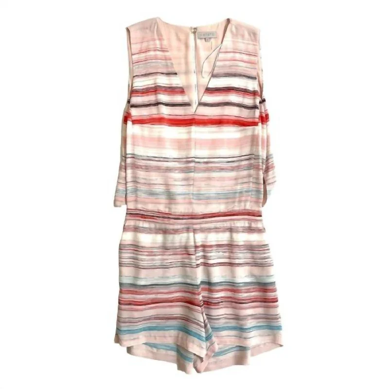 women's jumpsuits made of denimPlaysuit Elastic Waist Striped Sleeveless Romper In Pink