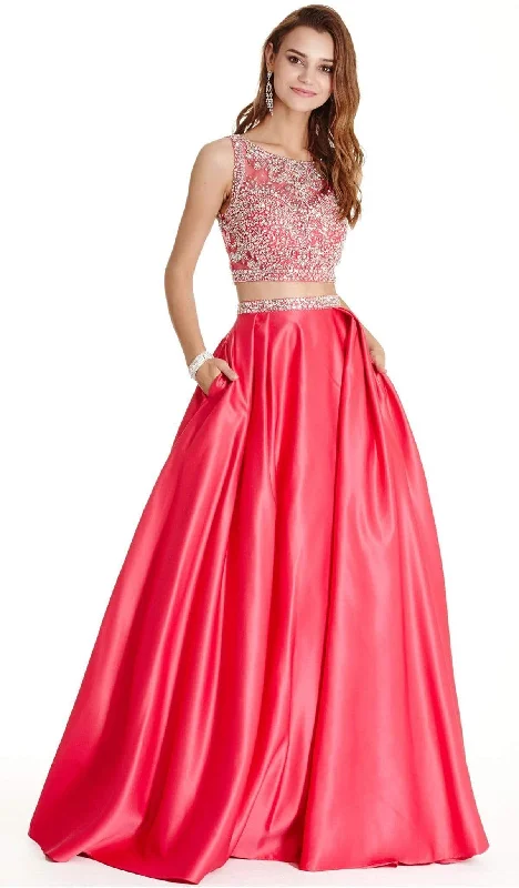 women's velvet dressesTrevi Collection - Two Piece Illusion Bateau Evening Ballgown