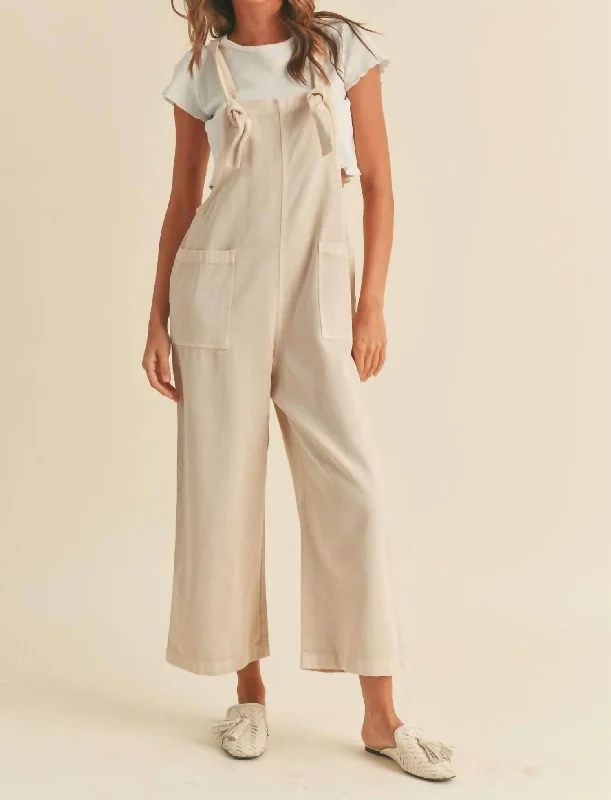 women's jumpsuits for fallTencel Washed Jumpsuit In Oatmeal