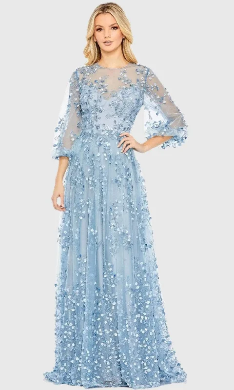 women's high-end dressesMac Duggal 79399 - Puff Sleeve Embroidered Evening Gown